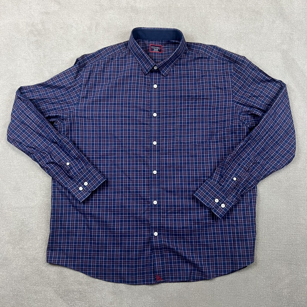 UNTUCKit Shirt Mens 3XL Navy Red Plaid Wrinkle Free Cotton Button Down Pocket